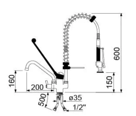 Sprcha s batériou Classic 600 mm