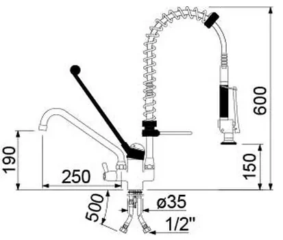 Sprcha s batériou Classic 600 mm